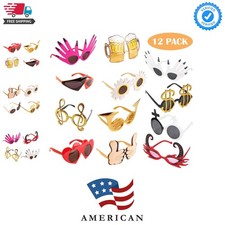 12 Pack Colorful Party Sunglasses - Fun Photo Booth Props for All Occasions 