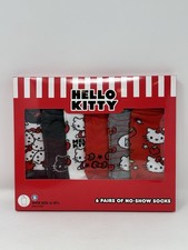 Sanrio Hello Kitty 6 Pairs No Show Socks Girls Small Shoe Size 6-10.5 Ages 2-6 