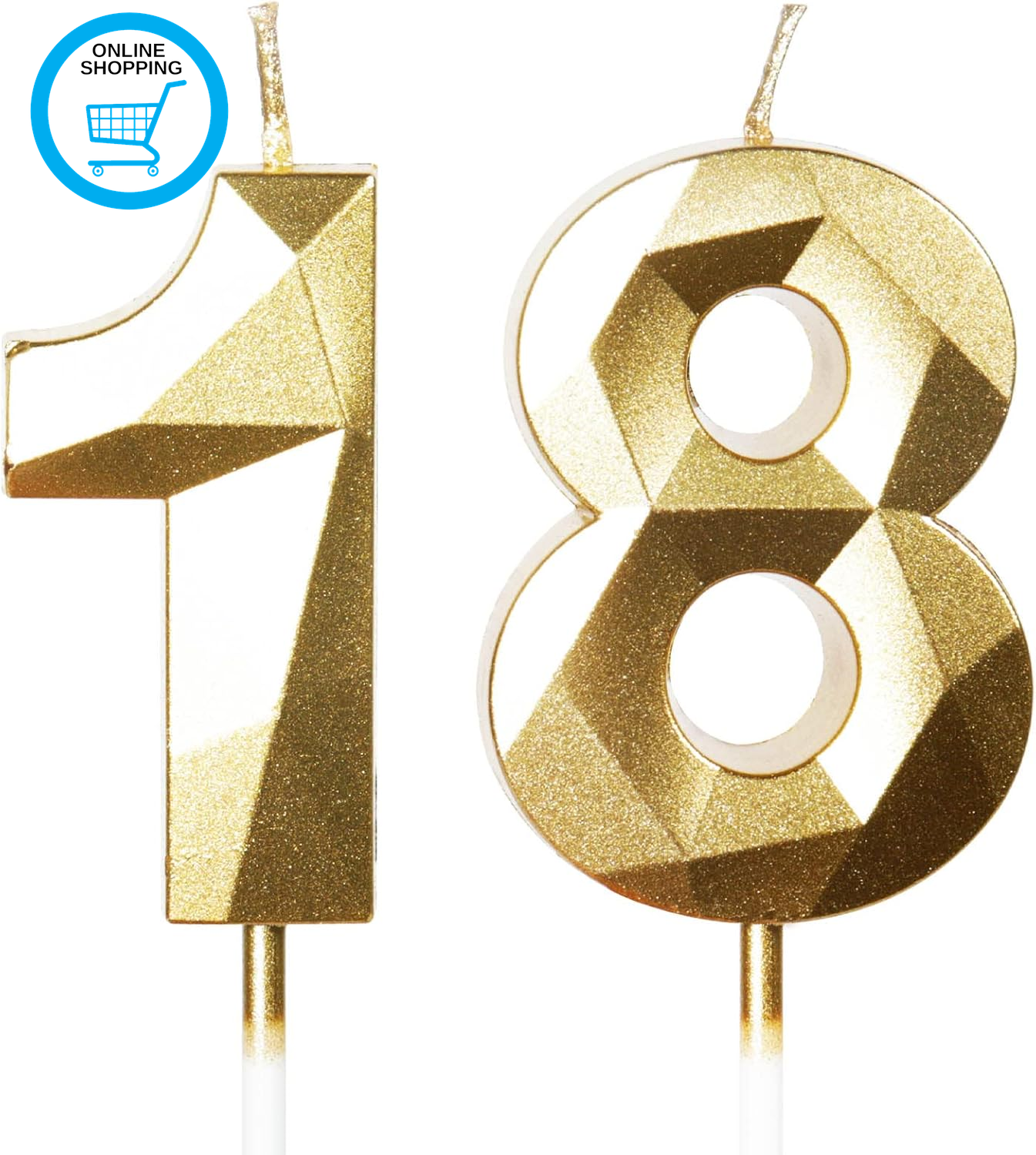 18Th Birthday Candles, Number 18 Candle, Gold Candles, Birthday Candle for Cake,