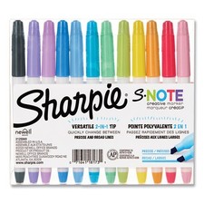 Sharpie S-Note Creative Markers, Assorted Ink  Barrel Colors, Chisel Tip, 12/PK