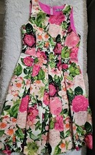 Eliza J. Floral A-line Pink Green Dress Pleated Size 29 Sleeveless