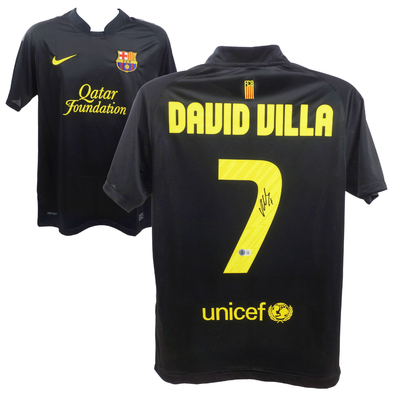 David Villa Signed FC Barcelona Away Soccer Jersey #7 with Beckett