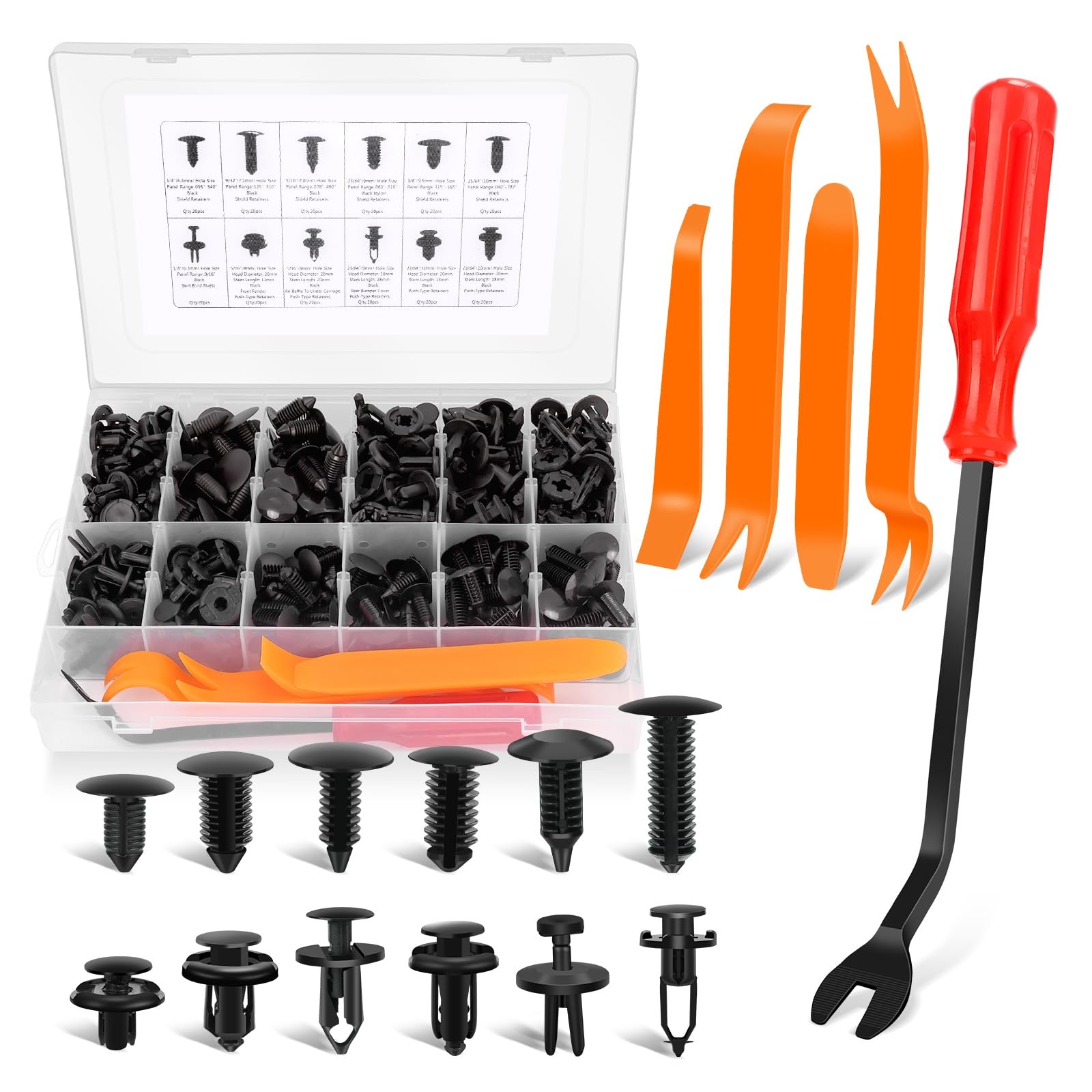 EINESIN Kit 240PCS Fermagli a Pressione Auto - Clip Plastica Multitaglia (A8o)