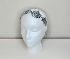 Disney Store Frozen Elsa Snowflake Metal Tiara Headband Silver Blue Jewels