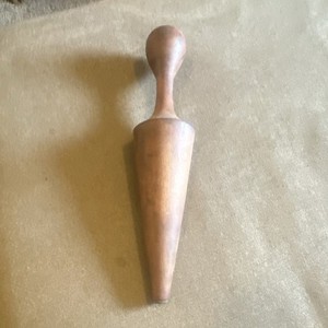 Wood Pestle, Brown Medium Tone Solid/Plain 10 in, 0.75 in Dia, Handmade