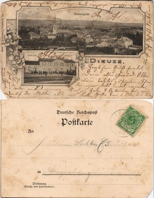 CPA Duß Dieuze city and station - 2 picture Alsace used 1899
