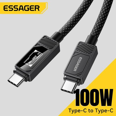 ESSAGER 100W USB Type C to Type C Cable PD Fast Charging Wire For iPhone 16 15