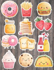Happy Snacks Die Cut Vinyl Stickers Set Scrapbooking Laptop Waterbottle