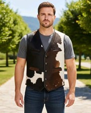 Men's Genuine Cowhide Skin Natural Real Hair On Cowhide Leather Vest New Arrival