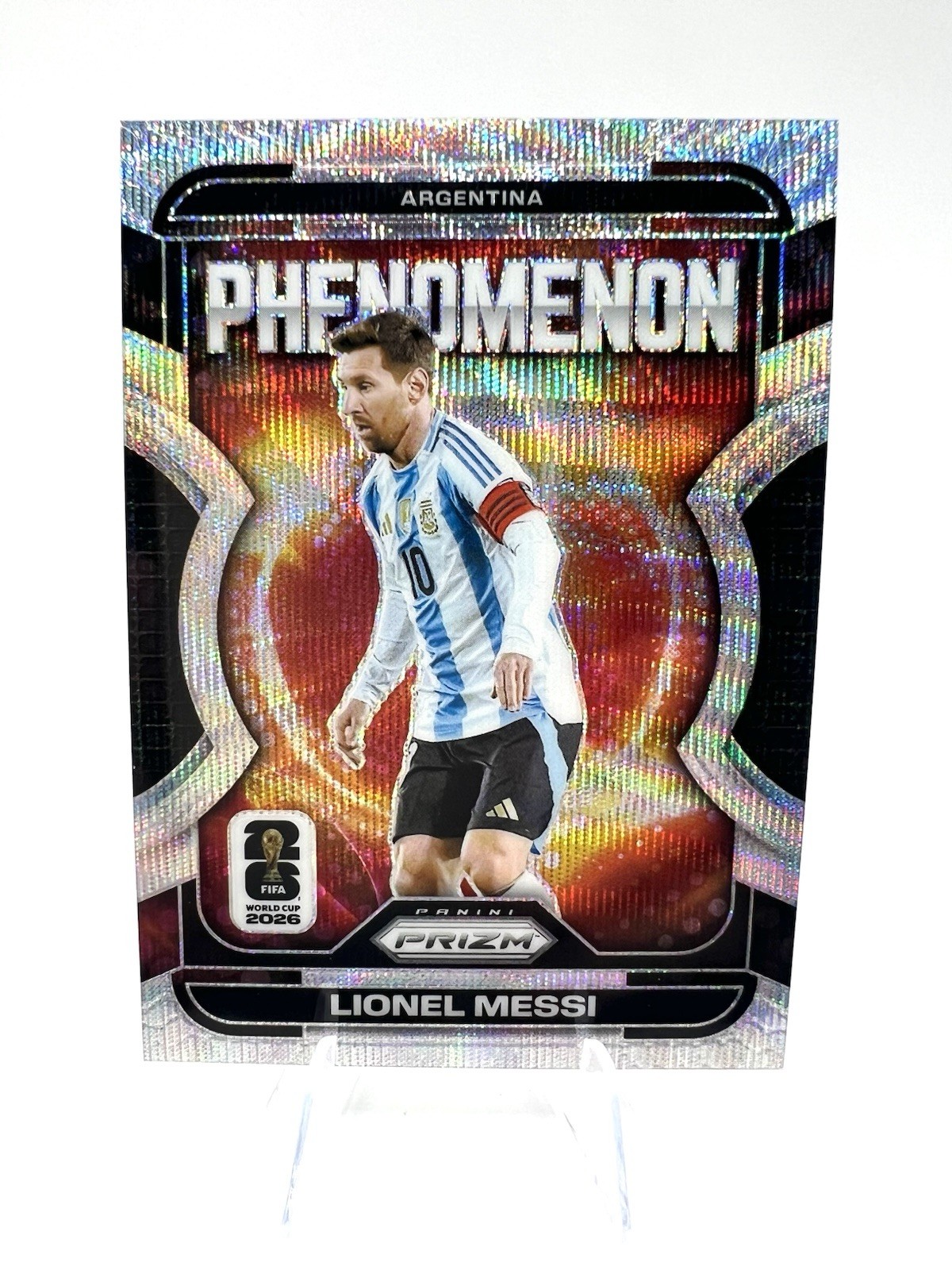 2026 Panini Prizm World Cup Lionel Messi Phenomenon Silver Wave Argentina #19