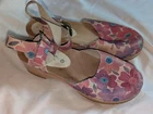 Gudrun Sjoden Women’s Floral  Leather Wooden Sole Shoes 39 US 8-8.5