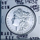 1903 P BU GEM MORGAN SILVER DOLLAR UNC MS+++ U.S. MINT RARE KEY COIN 6752