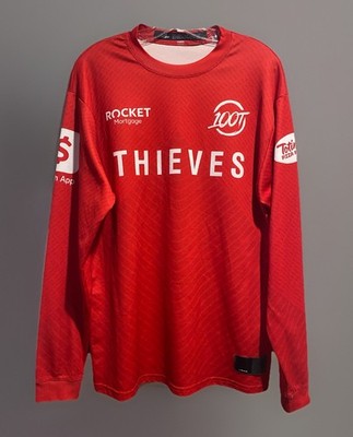 100 Thieves 2020 Jersey Large Mens Red Long Sleeve Gaming Esports + Sponsors #20