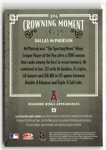2005 DONRUSS DIAMOND KINGS #304 DALLAS MCPHERSON SILVER ANAHEIM ANGELS /25 - Picture 2 of 2