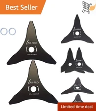 10-Inch Carbon Steel Brush Cutter Blades 3 Teeth with Washers for Weed Trimmers