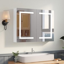 Bathroom Mirror Cabinet 600×800mm with LED Light Demister Shaver Socket Dimmable