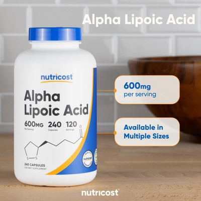 Acido Alfa Lipoico Alta Calidad Acid 600Mg per Serving 240 Capsules - Non-Gmo