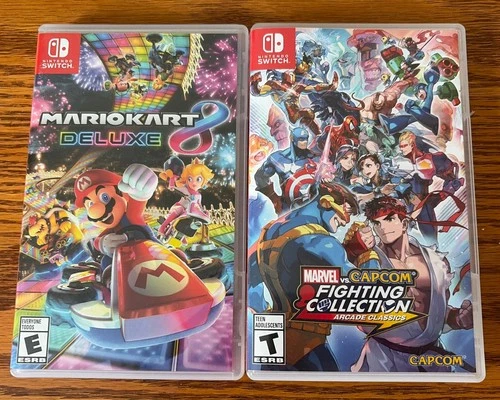 Mario Kart 8 Deluxe & Marvel Vs Capcom Nintendo Switch Multiplayer Games Bundle