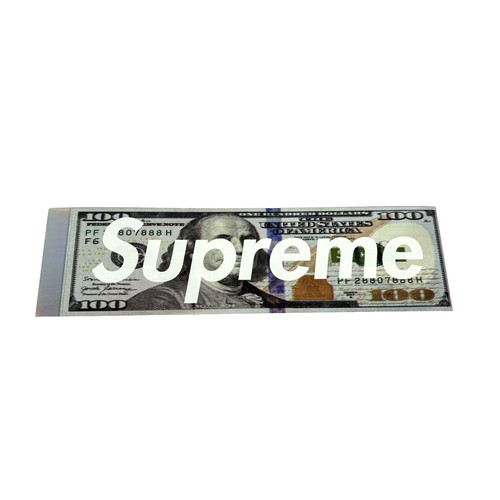 Supreme Money Ben Franklin $100 Dollar Bill Holographic Box Logo Sticker FW25