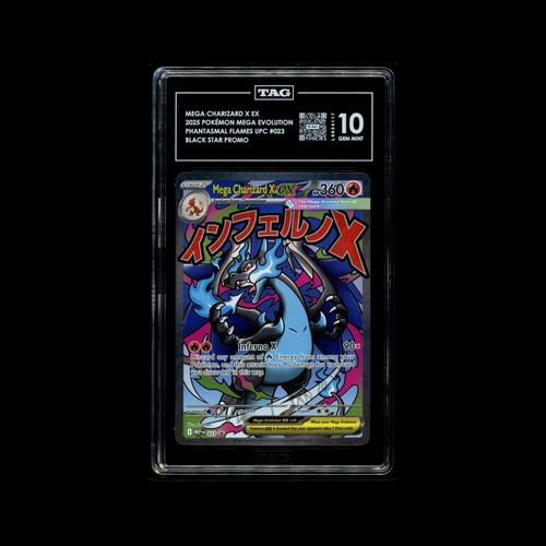 2025 POKEMON MEP EN-ME BLACK STAR PROMO #023 MEGA CHARIZARD X EX TAG 10