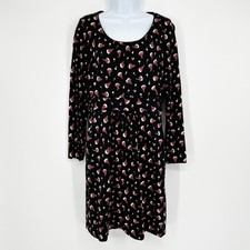 Boden Size US 10 R Black Floral Long Sleeve Career Work Casual Dress
