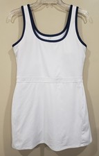 Fabletics Sporty Tennis Dress Built-In Short and Bra Classic White/Navy Size L