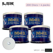 200 LSK DVD DVD R DL 8x Dual Double Layer White Inkjet print 8.5GB 240Min Dup hp