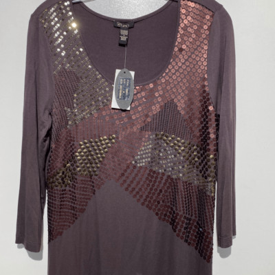 Cupio Women's Portobello Sequin Scoop Neck Mini T-Shirt Dress Size Medium  NWT