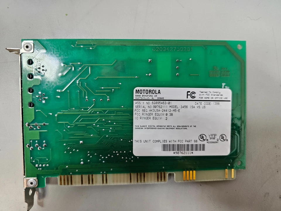Vintage Motorola 3456 ISA VS US Modem Card - Image 4 of 4