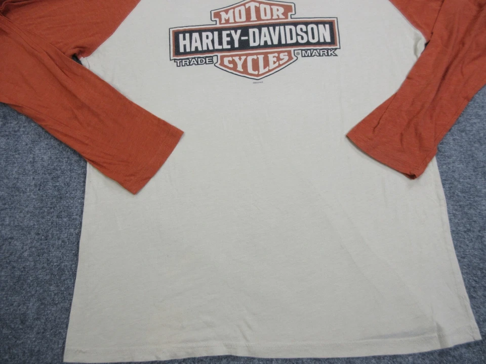 Camisa Harley Davidson Para Hombres 2XL XXL Beige Maine Motocicleta Motociclista Raglán Foto 2 de 4