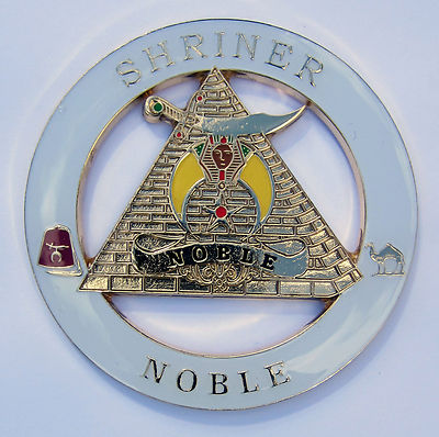 Auto Emblem Shrine Shriner Noble White (SCA-1029) Metal Enamel Mason Freemason