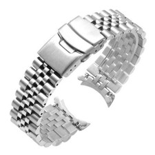 22mm Curved Stainless Steel Jubilee Watch Band For Casio AMW-S320 AW-90H