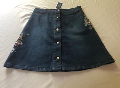 Juicy Couture Black Label Embellished Denim Skirt Size 29 667