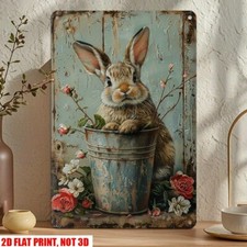 Bunny Rabbit Easter Decoration Vintage Style Bunny Sign Rustic Rabbit Wall Art