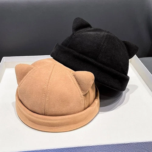 Damen Mädchen süße Katzenohren Beanie Mütze verstellbar Rollrand Baskenmütze Freizeitmütze - Bild 11 von 28