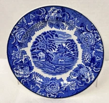 WOOD & SONS English Scenery Blue White Woods Ware England Pie Plate 6 3/4" #a