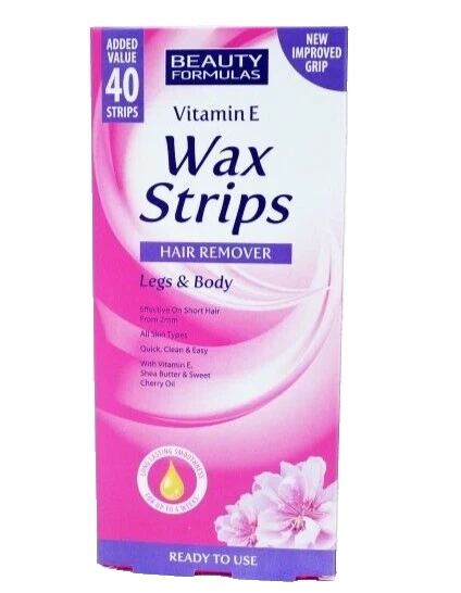 Pack Of 40 Wax Strips BEAUTY FORMULAS VITAMIN E Hair Remover LEGS & BODY