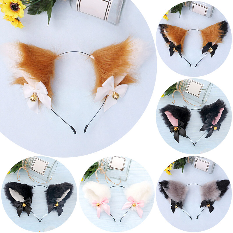 Fluffy Cat Ear Cute Cosplay Costume With Bell Headband Furry Costume