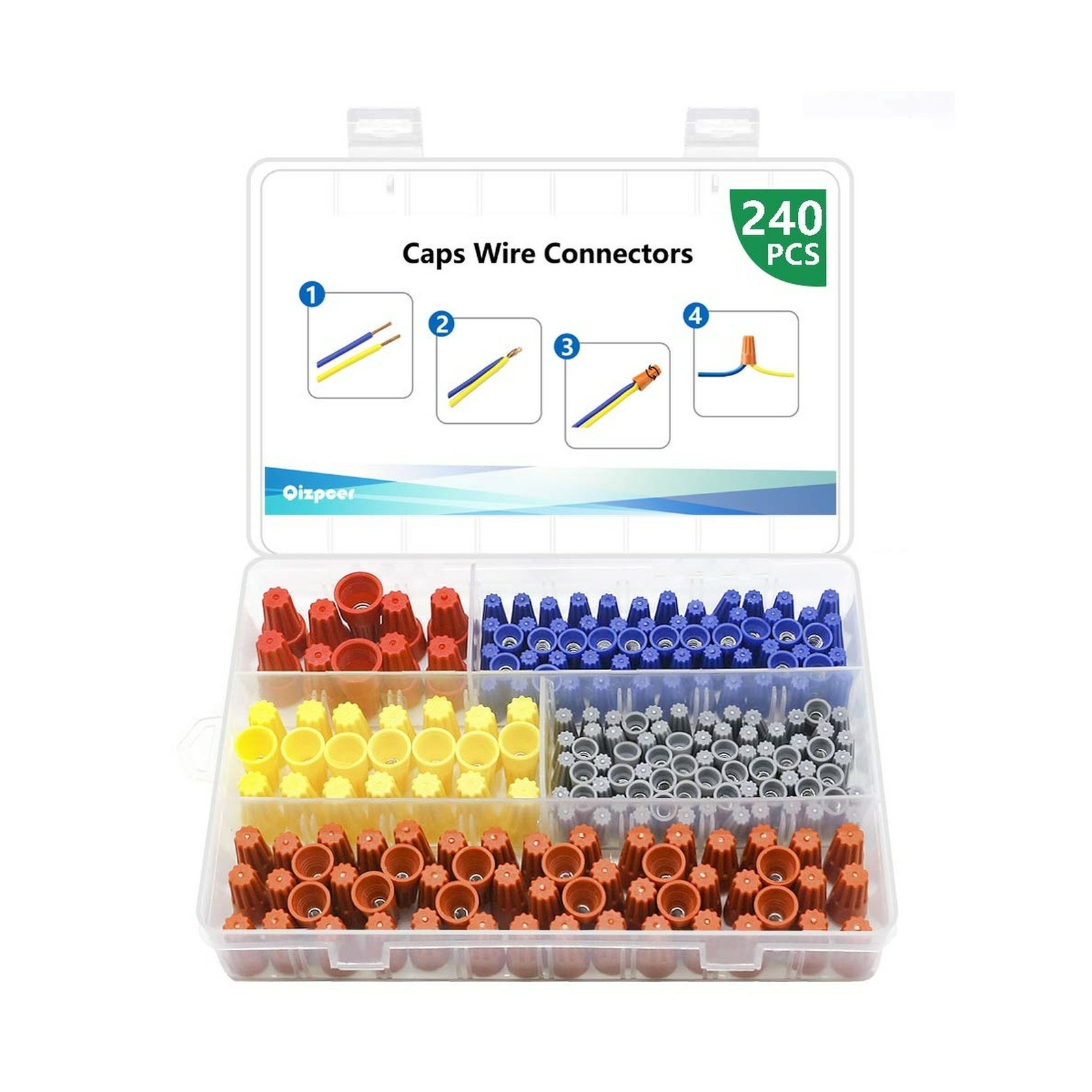 Electrical Wire Connectors Screw Terminals 240 Pcs 5 Types Twist Nut Caps Safe