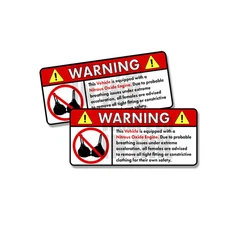Vehicle - Nitrous Oxide Engine Warning No Bra Self Sticker Decal - 2 PACK 5"