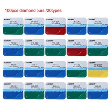 AZDENT 100pcs Dental Diamond Burs for High Speed Handpiece Medium FG 1.6MM