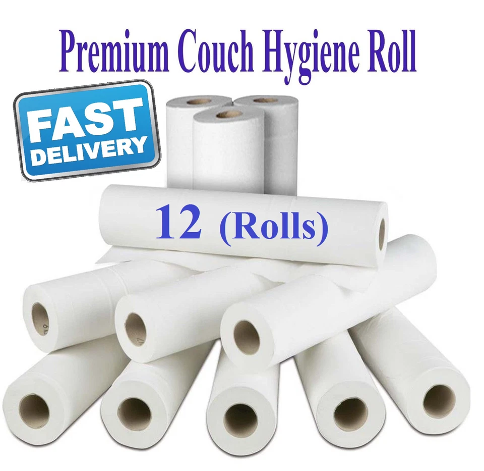 ONETOUCH White 2 ply Couch Hygiene Rolls Medical Roll Bed perforated 50cm wide 12 rolls