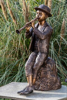 Bronze-Skulptur IDYL ''Flötenspieler Junge '' Art.-Nr. AN0603BR-B-F