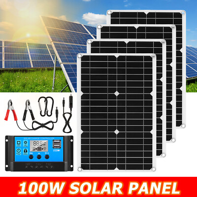 Solar Panel Ebay 1-10 PCS 100W Solar Panel 12V Mono Home RV Rooftop Camping Off-Grid ...