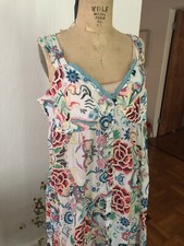 Vibrant Exotic Floral Cotton JOHNNY WAS Sleeveless Ruffle Hem Midi Sundress L