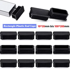 Rectangle Plastic End Caps Ribbed Plugs Blanking Inserts Black Rectangular Bungs
