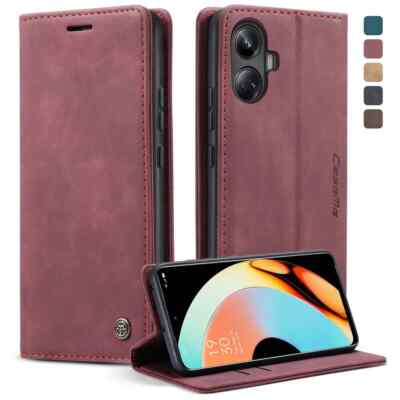 Leather Phone Case For OPPO Realme 10 Pro Plus Shockproof Flip Stand Cover