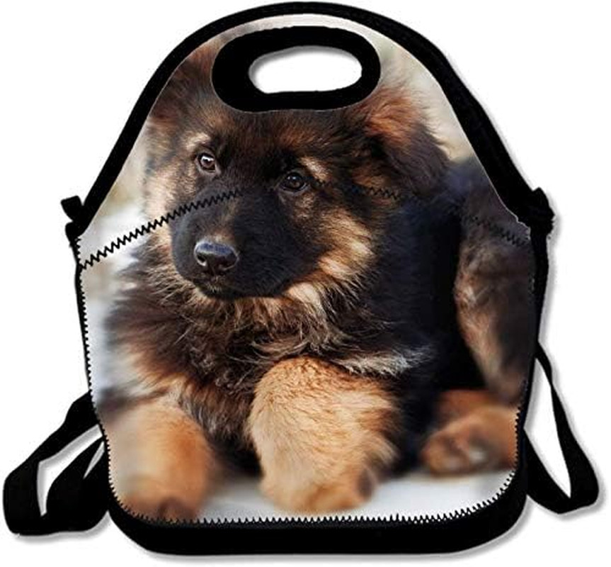 Cute German Shepherd Lunch Bag Puppy Lunch Box Insulated Neoprene Dog Lunch Bag