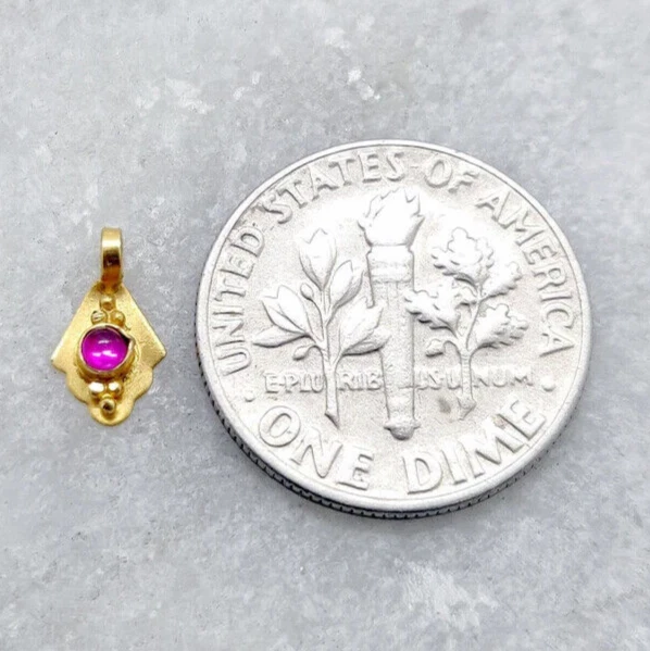 9x5mm 18k Yellow Gold Charm Pendant Treated Tourmaline Mother's Day Gift - Image 3 of 4