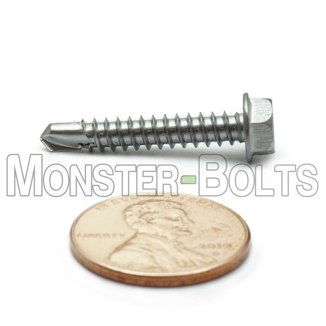 8 x 1" Tek Screws, 410 Hardened Stainless Steel SelfDrilling HWH 3